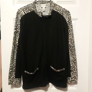 Chico's Cozisoft Classic Cheetah Mock-Neck Jacket size M